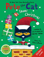 Book cover for Pete the Cat Saves Christmas: Includes Sticker Sheet! a Christmas Holiday Book for Kids