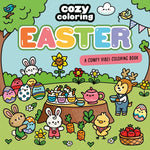 Book cover for Cozy Coloring: Easter: A Comfy Vibes Coloring Book for Adults and Kids: Simple, Relaxing Pages Featuring Bouncing Bunnies, Hidden Eggs, and Spring Flo