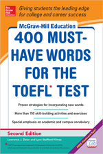 Book cover for McGraw-Hill Education 400 Must-Have Words for the Toefl, 2nd Edition (Revised)
