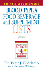 Book cover for Blood Type a Food, Beverage and Supplement Lists