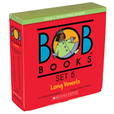 Book cover for Bob Books - Long Vowels Box Set Phonics, Ages 4 and Up, Kindergarten, First Grade (Stage 3: Developing Reader)