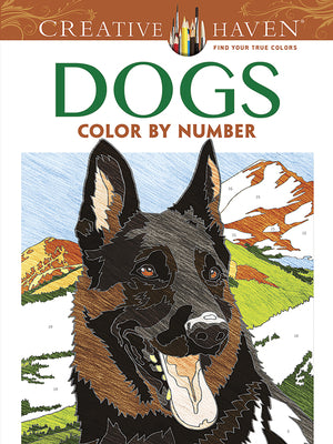 Book cover for Creative Haven Dogs Color by Number Coloring Book