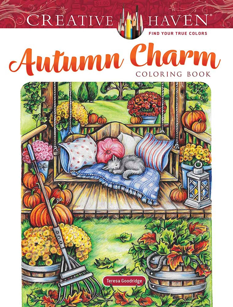 Book cover for Creative Haven Autumn Charm Coloring Book