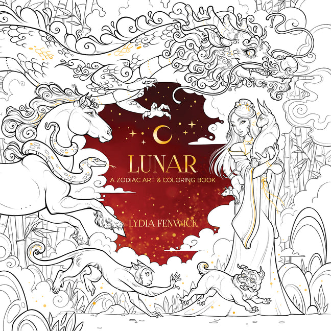 Book cover for Lunar: A Zodiac Art & Coloring Book