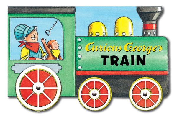 Book cover for Curious George's Train (Mini Movers Shaped Board Books)
