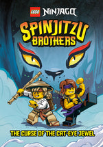 Book cover for Spinjitzu Brothers #1: The Curse of the Cat-Eye Jewel (Lego Ninjago)