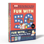 Book cover for Fun Activity Books for Kids Box Set: 3 Activity Books to Learn about 50 Us States, National Parks, and Oceans and Seas (Perfect Gift for Kids Ages 6-1