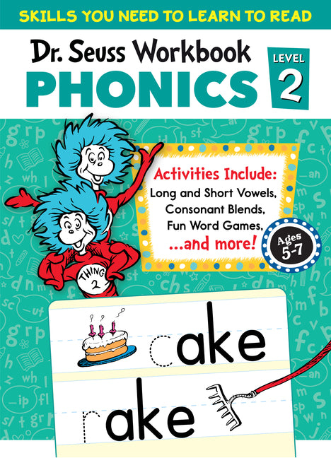 Book cover for Dr. Seuss Phonics Level 2 Workbook: A Phonics Workbook to Help Kids Ages 5-7 Learn to Read (for Kindergarten and 1stgrade)