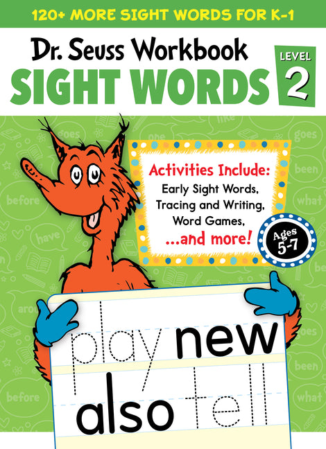 Book cover for Dr. Seuss Sight Words Level 2 Workbook: A Sight Words Workbook for Kindergarten and 1st Grade (120+ Words, Games & Puzzles, Tracing Activities, and Mo