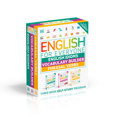 Book cover for English for Everyone English Idioms, Vocabulary Builder, Phrasal Verbs 3 Book Box Set