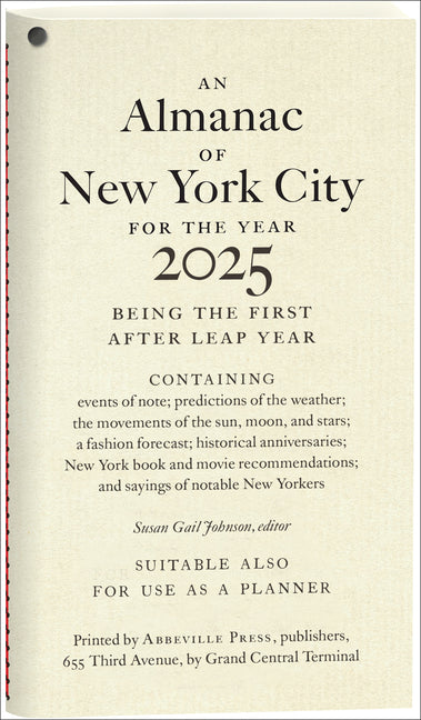 Book cover for Almanac of New York City for the Year 2025