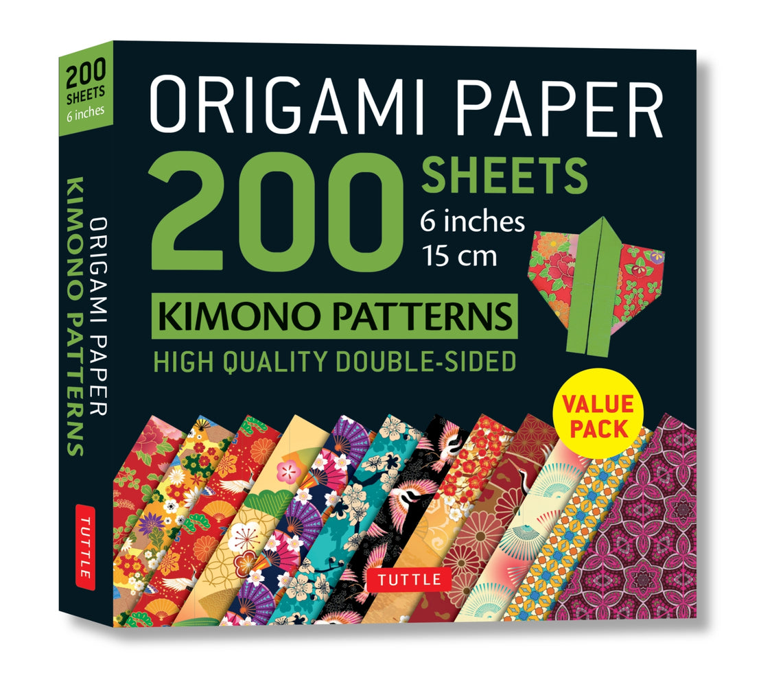 Book cover for Origami Paper 200 Sheets Kimono Patterns 6 (15 CM): Tuttle Origami Paper: Double-Sided Origami Sheets Printed with 12 Patterns (Instructions for 6 Pro