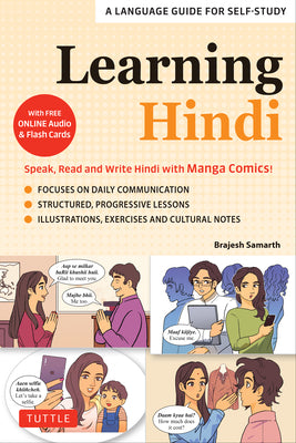 Book cover for Learning Hindi: Speak, Read and Write Hindi with Manga Comics! a Language Guide for Self-Study (Free Online Audio & Flash Cards)