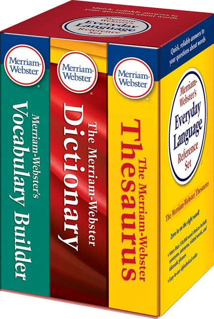 Book cover for Merriam-Webster's Everyday Language Reference Set: Includes: The Merriam-Webster Dictionary, the Merriam-Webster Thesaurus, and the Merriam-Webster Vo