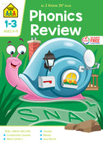 Book cover for School Zone Phonics Review Grades 1-3 Workbook