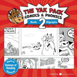 Book cover for The Yak Pack: Comics & Phonics: Book 2: Learn to read decodable digraph words