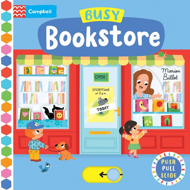 Book cover for Busy Bookstore: Push, Pull, Slide