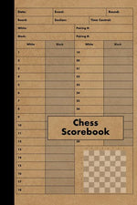 Book cover for Chess Scorebook: 100 Games - Chess Workbook - Notation Scoresheets to Log Scores, Matches, Tournaments and Results - Score Pad