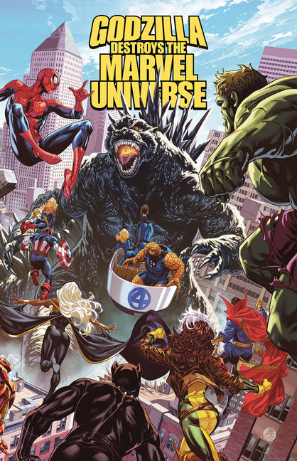 Book cover for Godzilla Destroys the Marvel Universe