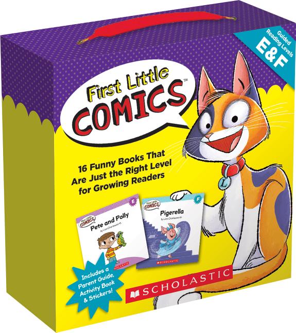 Book cover for First Little Comics: Levels E & F (Parent Pack): 16 Funny Books That Are Just the Right Level for Growing Readers