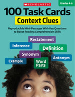 Book cover for 100 Task Cards: Context Clues: Reproducible Mini-Passages with Key Questions to Boost Reading Comprehension Skills