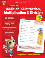 Book cover for Scholastic Success with Addition, Subtraction, Multiplication & Division Grade 4 Workbook