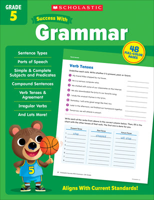 Book cover for Scholastic Success with Grammar Grade 5 Workbook