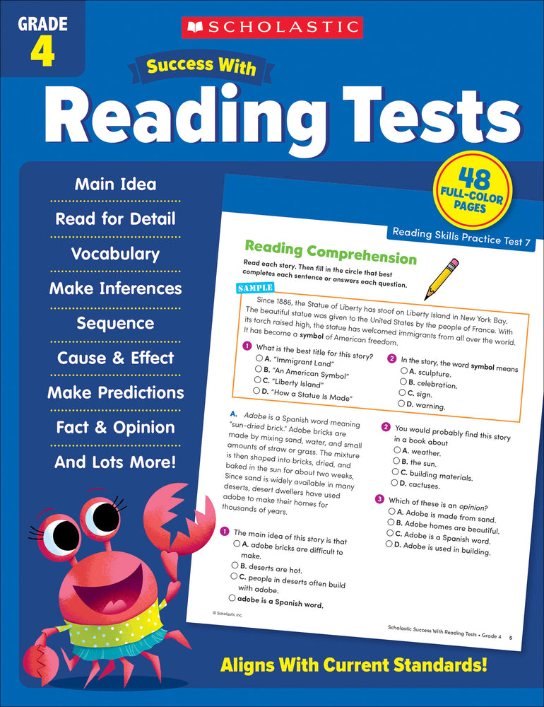 Book cover for Scholastic Success with Reading Tests Grade 4 Workbook