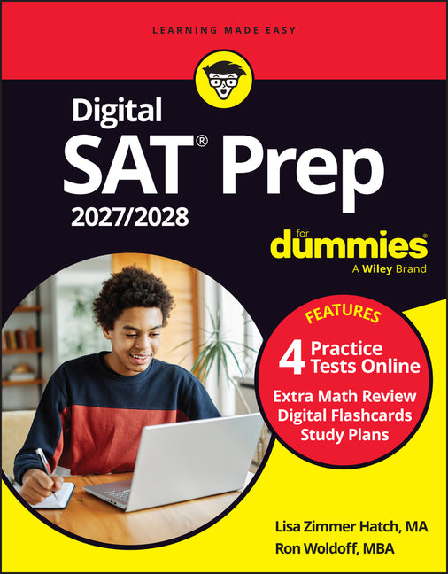 Book cover for Digital SAT Prep 2027/2028 for Dummies: Book + 4 Full-Length Practice Tests & Flashcards Online