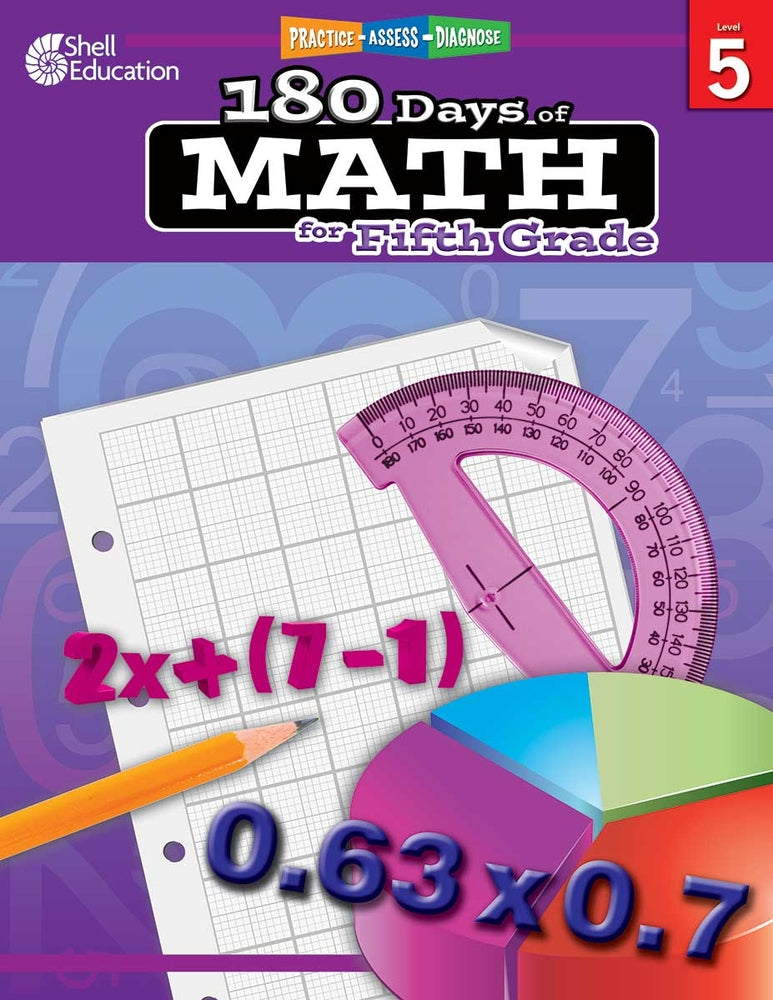 Book cover for 180 Days of Math for Fifth Grade: Practice, Assess, Diagnose