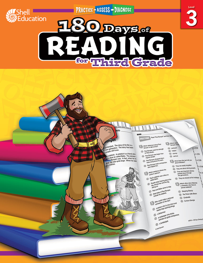 Book cover for 180 Days of Reading for Third Grade: Practice, Assess, Diagnose