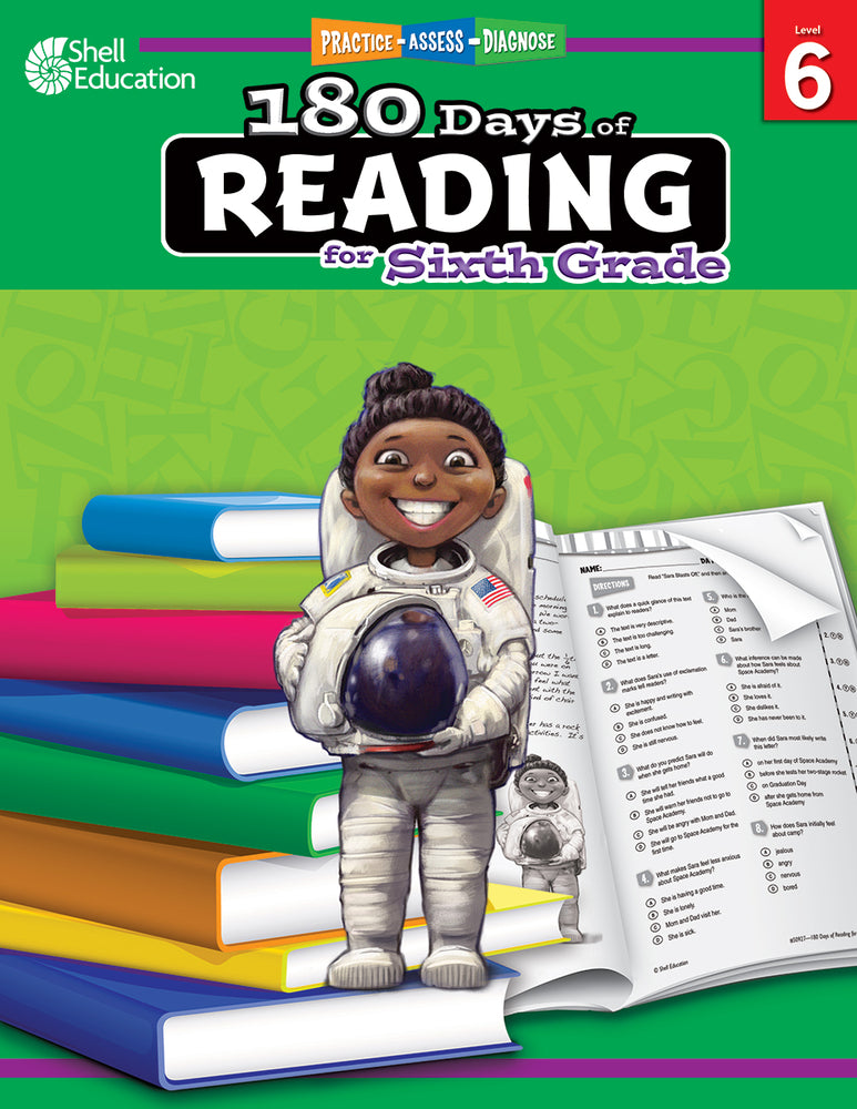 Book cover for 180 Days of Reading for Sixth Grade: Practice, Assess, Diagnose