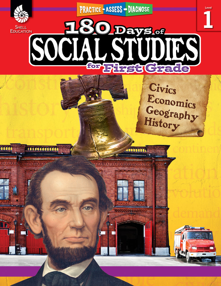 Book cover for 180 Days of Social Studies for First Grade: Practice, Assess, Diagnose