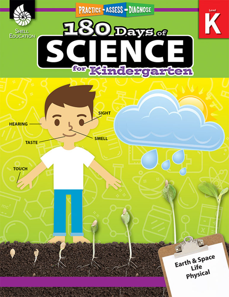 Book cover for 180 Days of Science for Kindergarten: Practice, Assess, Diagnose