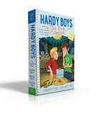 Book cover for Hardy Boys Clue Book Collection Books 1-4 (Boxed Set): The Video Game Bandit; The Missing Playbook; Water-Ski Wipeout; Talent Show Tricks