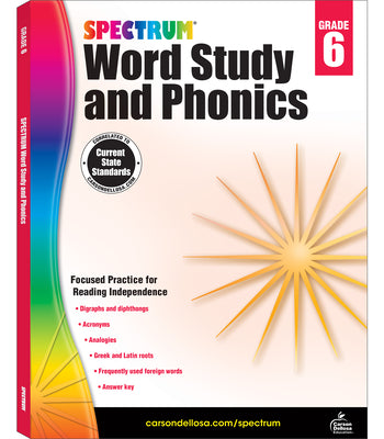 Book cover for Spectrum Word Study and Phonics, Grade 6