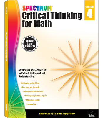 Book cover for Spectrum Critical Thinking for Math, Grade 4
