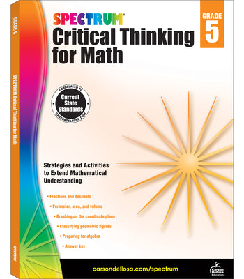 Book cover for Spectrum Critical Thinking for Math, Grade 5