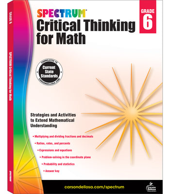 Book cover for Spectrum Critical Thinking for Math, Grade 6