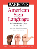 Book cover for Barron's American Sign Language: A Comprehensive Guide to ASL 1 and 2 with Online Video Practice