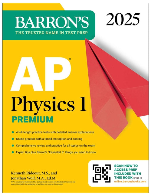 Book cover for AP Physics 1 Premium, 2025: Prep Book with 4 Practice Tests + Comprehensive Review + Online Practice