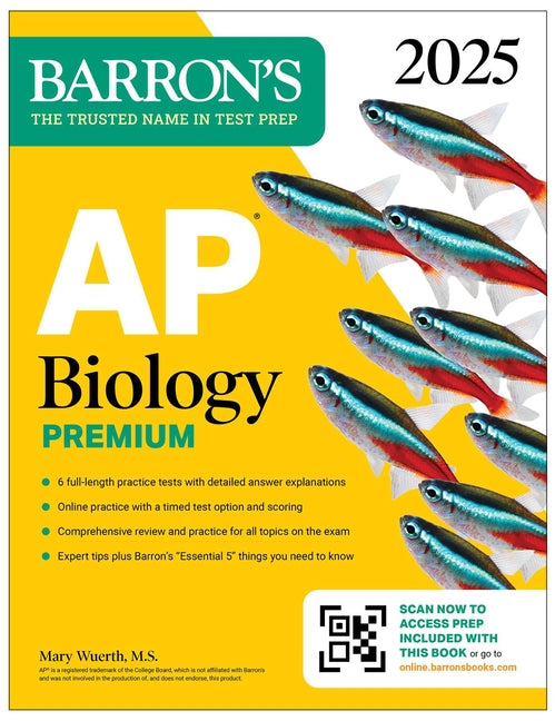 Book cover for AP Biology Premium, 2025: Prep Book with 6 Practice Tests + Comprehensive Review + Online Practice