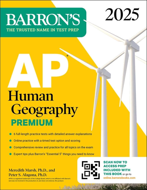 Book cover for AP Human Geography Premium, 2025: Prep Book with 6 Practice Tests + Comprehensive Review + Online Practice
