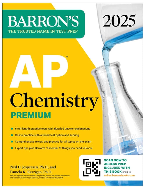 Book cover for AP Chemistry Premium, 2025: Prep Book with 6 Practice Tests + Comprehensive Review + Online Practice