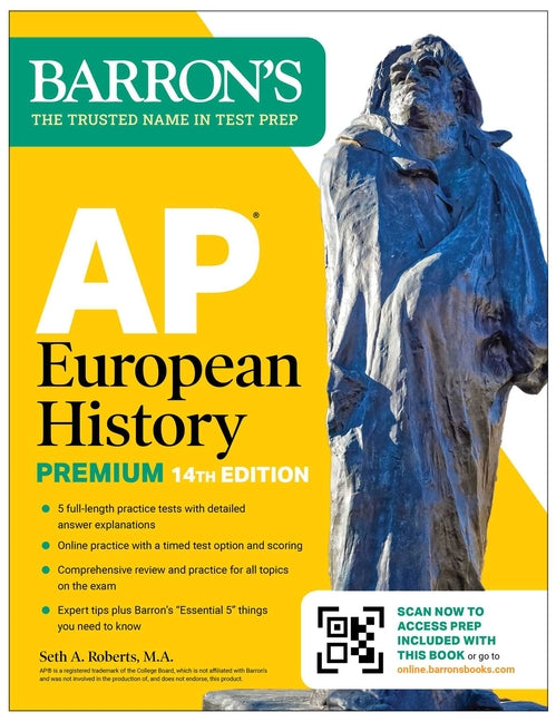 Book cover for AP European History Premium, Fourteenth Edition: Prep Book with 5 Practice Tests + Comprehensive Review + Online Practice (2026)