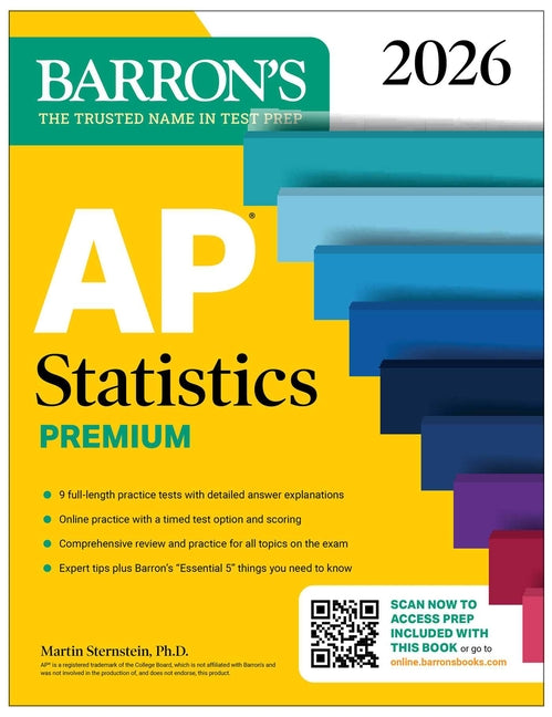 Book cover for AP Statistics Premium, 2026: Prep Book with 9 Practice Tests + Comprehensive Review + Online Practice