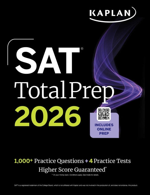 Book cover for SAT Total Prep 2026: Includes 4 Full Length Practice Tests, 1,100+ Practice Questions + 1 Year Access to Online Quizzes and Video Lessons and Tutorial
