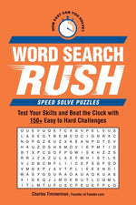 Book cover for Word Search Rush: Test Your Skills and Beat the Clock with 150+ Easy to Hard Challenges