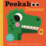 Book cover for Peekaboo: Dinosaur: (An Interactive Board Book for Babies & Toddlers with Mirror & Sliders to Push, Pull, or Turn. Cute Artwork Includes Friendly Dino