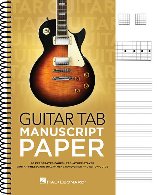 Book cover for Guitar Tab Manuscript Paper Spiral-Bound Notebook for Guitarists 80 Pages with Tablature Staves Chord Grids & Fretboard Diagrams Music Composition & S